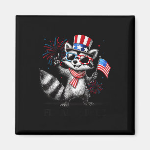Feral And Free Funny Cute Raccoon 4th Of July Patr Magnet