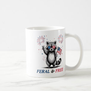 Feral And Free Funny Raccoon Usa Feral But Free 4t Coffee Mug