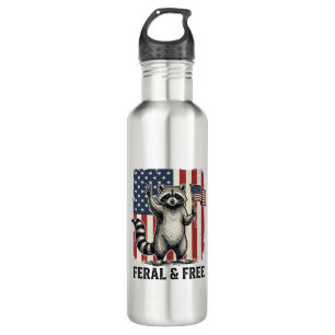 Feral and Free Patriotic Raccoon Vintage Shirt Des 710 Ml Water Bottle