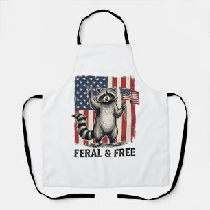 Feral and Free Patriotic Raccoon Vintage Shirt Des Apron