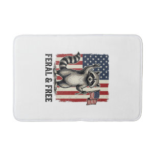 Feral and Free Patriotic Raccoon Vintage Shirt Des Bath Mat