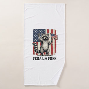 Feral and Free Patriotic Raccoon Vintage Shirt Des Bath Towel