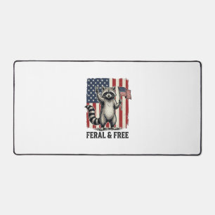 Feral and Free Patriotic Raccoon Vintage Shirt Des Desk Mat
