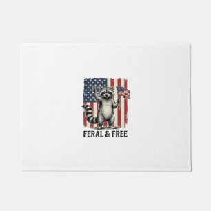 Feral and Free Patriotic Raccoon Vintage Shirt Des Doormat