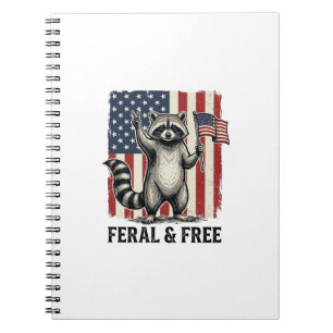 Feral and Free Patriotic Raccoon Vintage Shirt Des Notebook