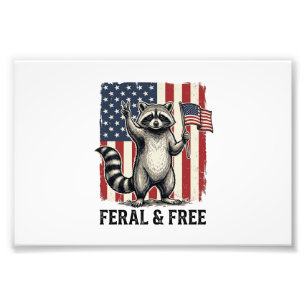 Feral and Free Patriotic Raccoon Vintage Shirt Des Photo Print