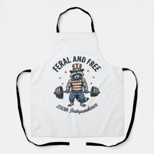 Feral and Free Patriotic Raccoon Weightlifting Shi Apron