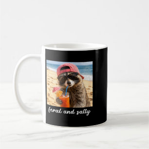 Feral And Salty Raccoon Cool Beach Vibes Summer Coffee Mug