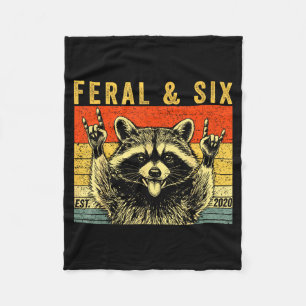 Feral and six raccoon funny 6th birthday girls fleece blanket