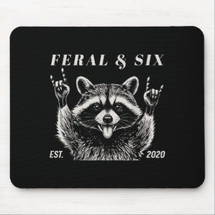 Feral and six raccoon funny 6th birthday girls mouse pad