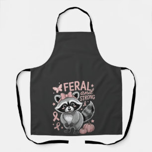 Feral and Strong Breast Cancer Awareness Raccoon Apron