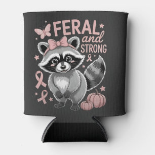 Feral and Strong Breast Cancer Awareness Raccoon Can Cooler