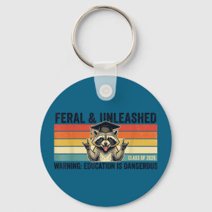 Feral and unleashed class of 2026 funny raccoonFer Keychain