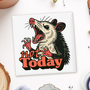 Feral Angry Possum Not Today Typography Magnet