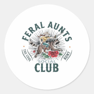Feral Aunts Social Club The Cool Aunt Raccoon Classic Round Sticker