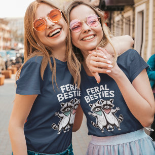 Feral Besties Raccoon Trashpanda Matching Friend Tri-Blend Shirt