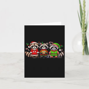 Feral But Festive Funny Christmas Cute Raccoon Elf Card