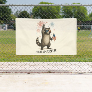 Feral But Free Fireworks Feral Raccoon 4th Of July Banner