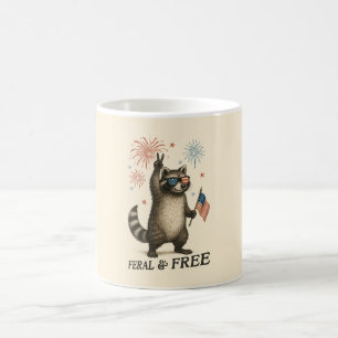 Feral But Free Fireworks Feral Raccoon 4th Of July Coffee Mug