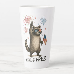 Feral But Free Fireworks Feral Raccoon 4th Of July Latte Mug