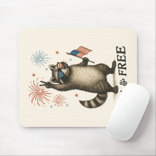 Feral But Free Fireworks Feral Raccoon 4th Of July Mouse Pad