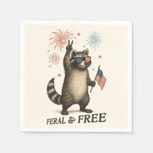 Feral But Free Fireworks Feral Raccoon 4th Of July Napkin