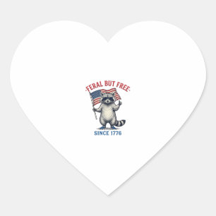 Feral But Free Patriotic Raccoon Vintage Shirt Des Heart Sticker