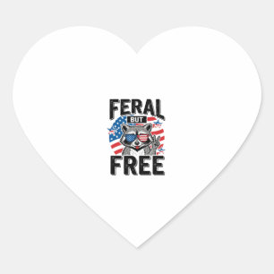 Feral But Free Patriotic Raccoon Vintage Shirt Des Heart Sticker