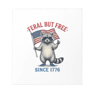 Feral But Free Patriotic Raccoon Vintage Shirt Des Notepad