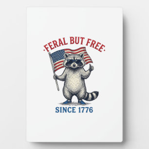 Feral But Free Patriotic Raccoon Vintage Shirt Des Plaque