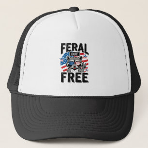 Feral But Free Patriotic Raccoon Vintage Shirt Des Trucker Hat