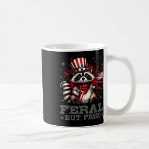 Feral But Free Raccoon Usa Flag Independence Day 4 Coffee Mug