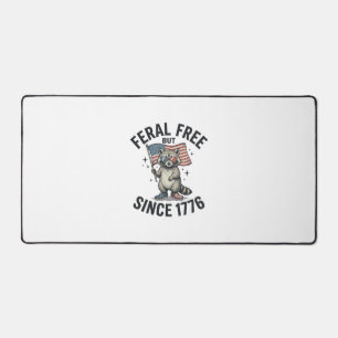 Feral But Free Since 1776 Raccoon Patriotic Shirt Desk Mat