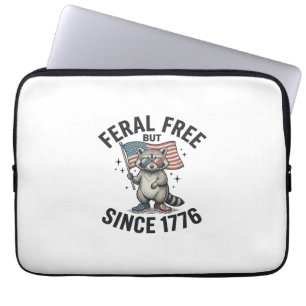 Feral But Free Since 1776 Raccoon Patriotic Shirt Laptop Sleeve