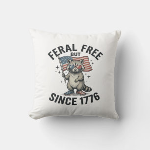 Feral But Free Since 1776 Raccoon Patriotic Shirt Throw Pillow