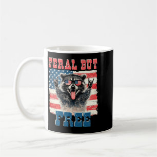 Feral But Patriotic Raccoon 4th Of July Aamerican Coffee Mug