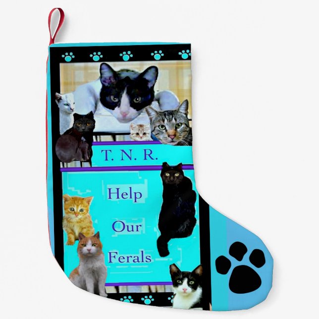Feral Cat - TNR-  Art   - Personalize Small Christmas Stocking (Front)