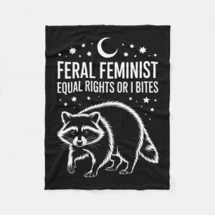 Feral Feminist Raccoon Gothic Fleece Blanket