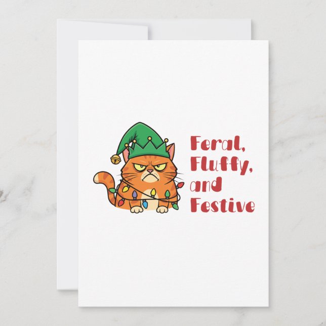 Feral, Fluffy, and Festive Holiday Card (Front)