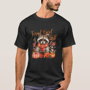 Feral Girl Fall Raccoon Pumpkin Funny Halloween T  T-Shirt