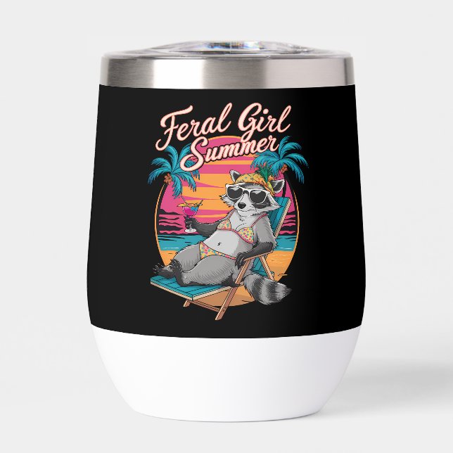 Feral Girl Summer Beach Funny Raccoon (Front)