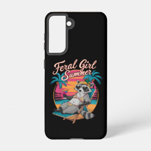 Feral Girl Summer Beach Funny Raccoon Samsung Galaxy Case