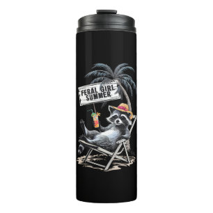 Feral Girl Summer Beach Funny Raccoon Thermal Tumbler