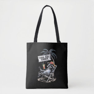 Feral Girl Summer Beach Funny Raccoon Tote Bag