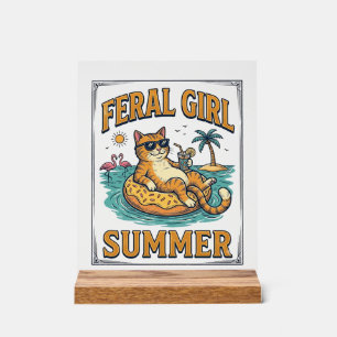 Feral Girl Summer Cat Float Vintage Shirt Design_1