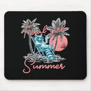 Feral girl summer funny meme feral raccoon summer mouse pad