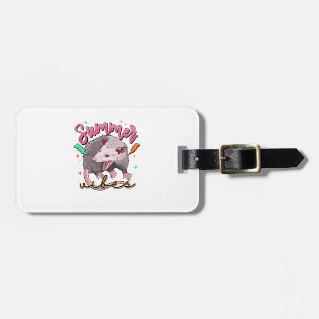 Feral Girl Summer Funny Opossum Luggage Tag (Front Horizontal)