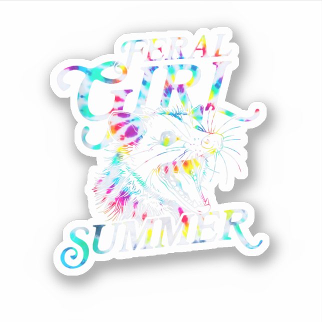 feral girl summer funny possum tie dye (Front)