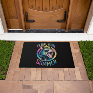 Feral Girl Summer Opossum Tie Dye Raccoon Doormat