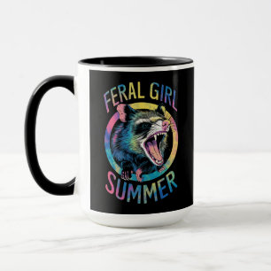 Feral Girl Summer Opossum Tie Dye Raccoon Mug